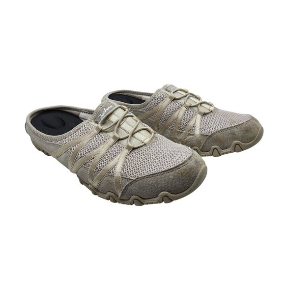 Skechers Womens Brushed Leather and Mesh Slide On Mules - Picture 1 of 7